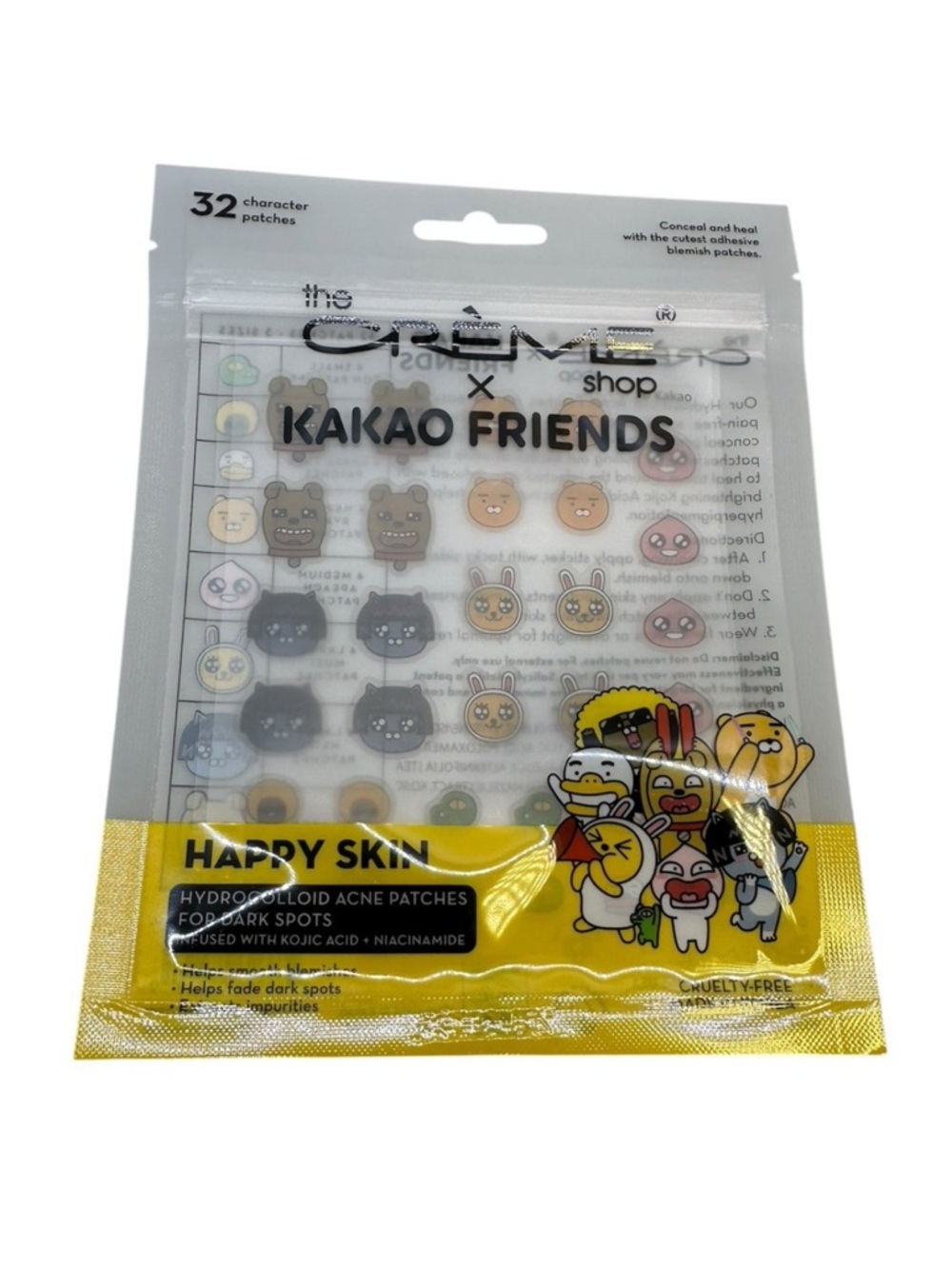The Crème X Kakao Friends Happy Skin Hyddrocolloid Acne Patches NEW 32 ct.